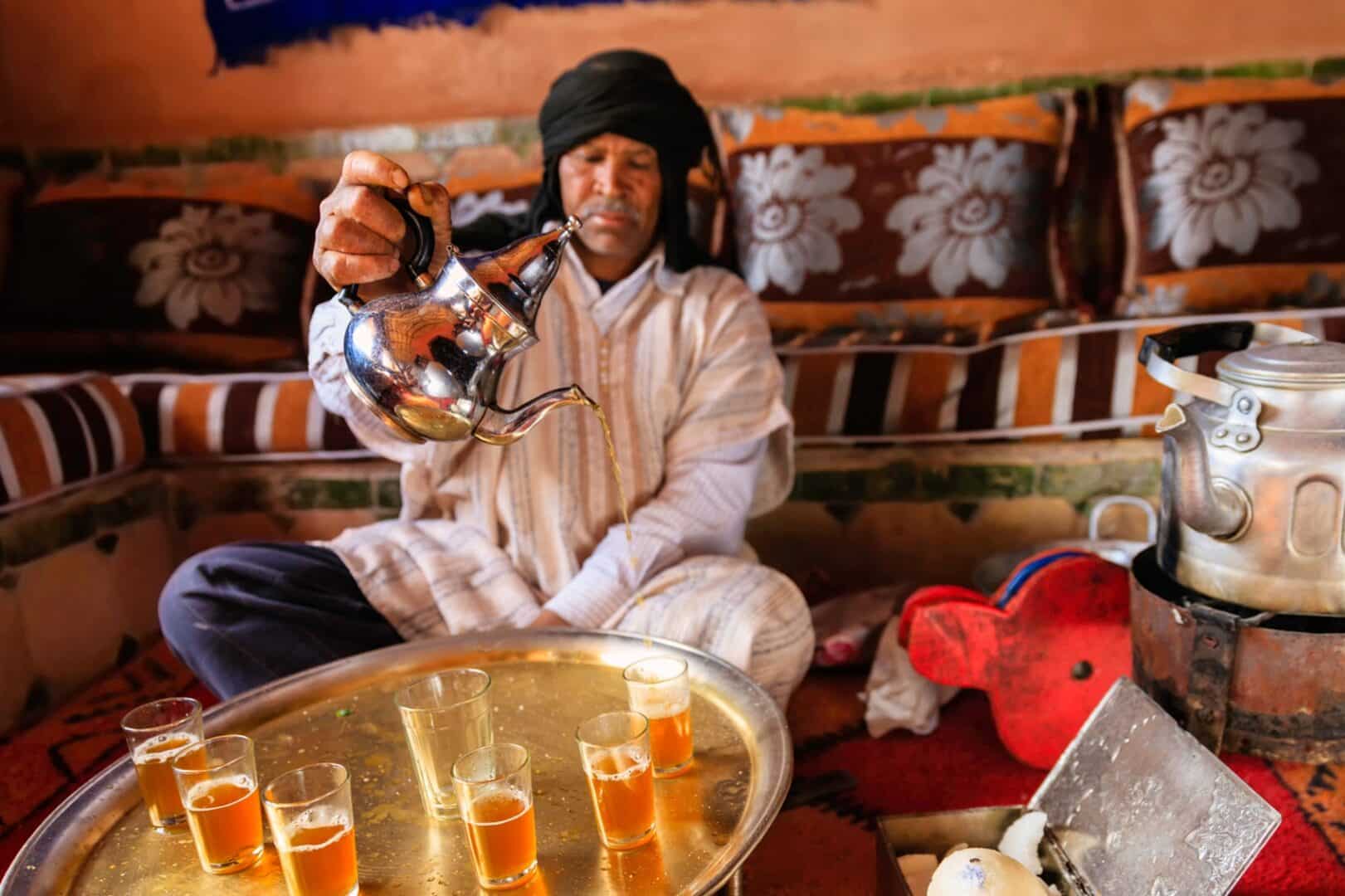 Berber nomad making tea