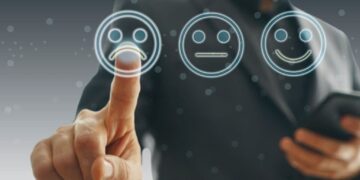 Customer emotional baggage-customer clicking a unsatisfied smiley