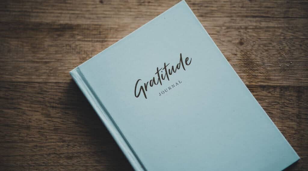 Gratitude journal lying on a table