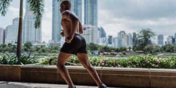 African american man running for fitness