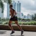 African american man running for fitness