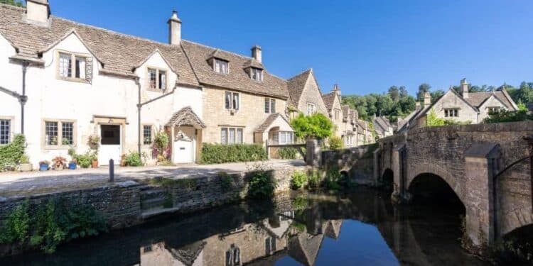 Castle combe village in cotswolds england uk