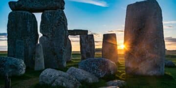 Stonehenge stone circle at sunset
