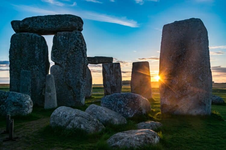 Stonehenge stone circle at sunset