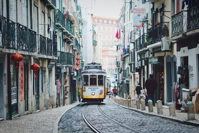 Tram in libson, portugal