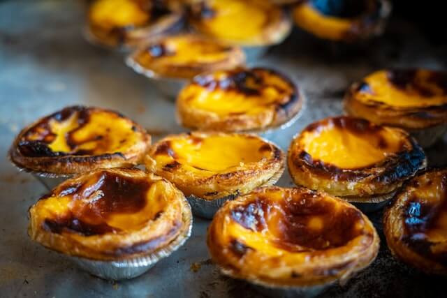 Pastel de nata is a portuguese egg tart pastry, dusted with cinnamon