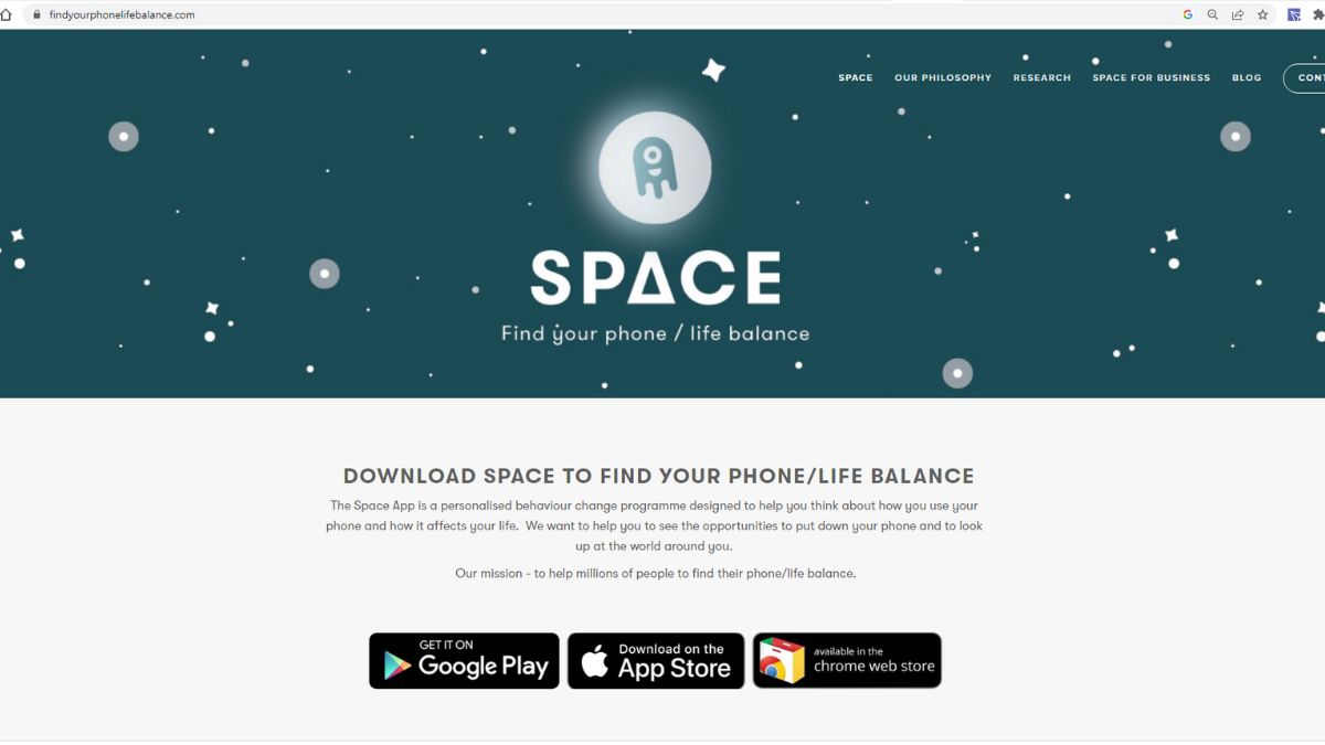 Space website home page