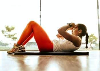Woman exercising indoors